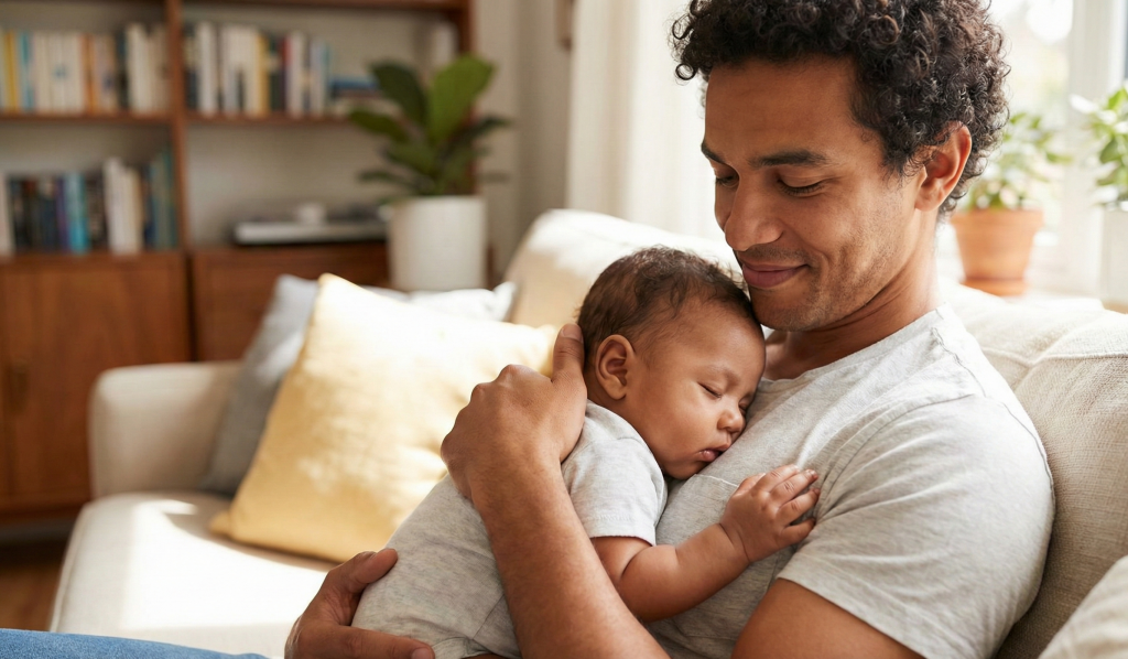 Father holding his newborn baby